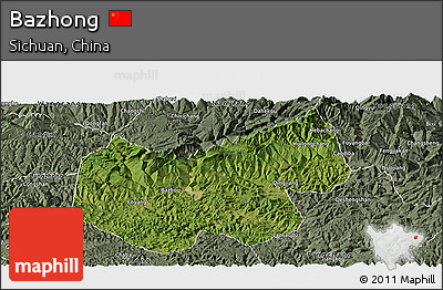 Satellite Panoramic Map of Bazhong, semi-desaturated