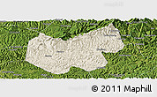 Shaded Relief Panoramic Map of Bazhong, satellite outside