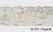 Shaded Relief Panoramic Map of Bazhong, semi-desaturated