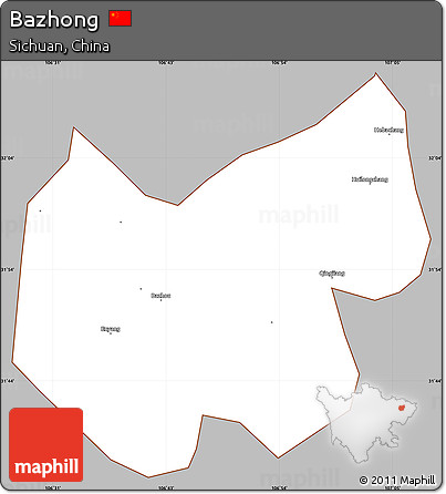 Gray Simple Map of Bazhong, cropped outside