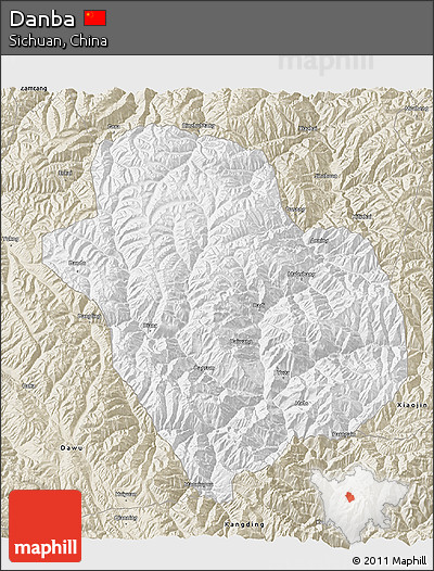 Classic Style 3D Map of Danba
