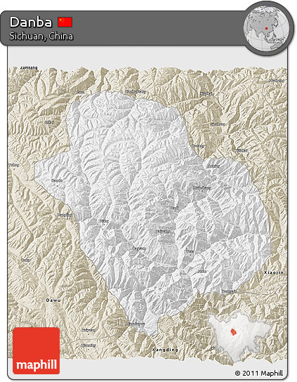 Classic Style 3D Map of Danba