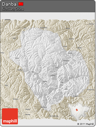 Classic Style 3D Map of Danba