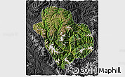Satellite 3D Map of Danba, darken, desaturated