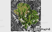 Satellite 3D Map of Danba, desaturated