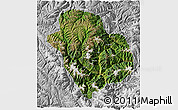 Satellite 3D Map of Danba, lighten, desaturated