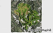 Satellite 3D Map of Danba, semi-desaturated