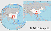 Gray Location Map of Danba, highlighted country, within the entire country