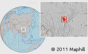 Gray Location Map of Danba, hill shading