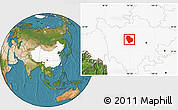 Satellite Location Map of Danba, highlighted country