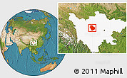 Satellite Location Map of Danba, highlighted parent region