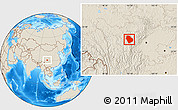 Shaded Relief Location Map of Danba