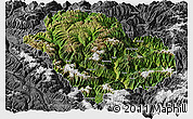 Satellite Panoramic Map of Danba, desaturated