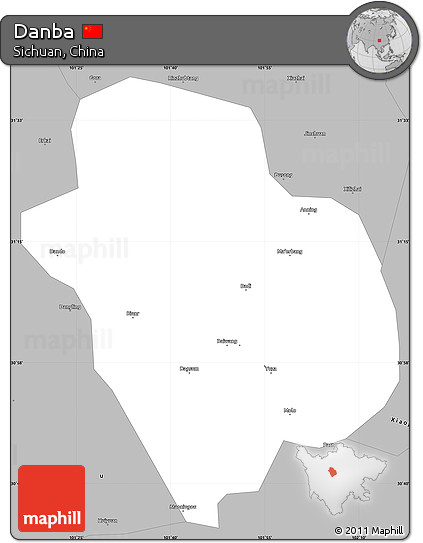 Gray Simple Map of Danba
