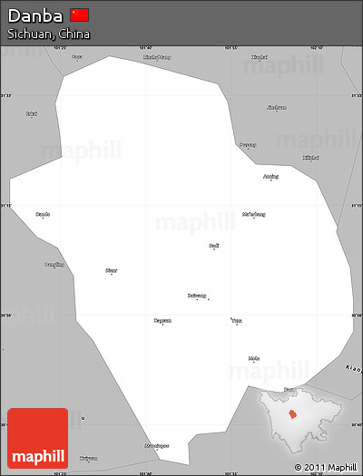 Gray Simple Map of Danba