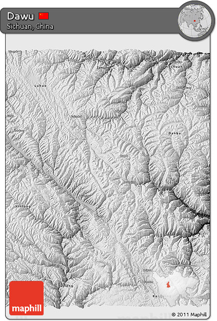 Physical 3D Map of Dawu, desaturated