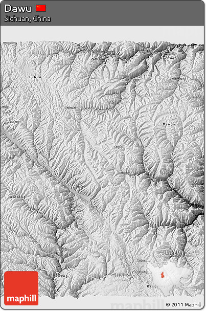 Physical 3D Map of Dawu, desaturated