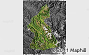 Satellite 3D Map of Dawu, desaturated