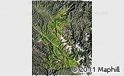 Satellite 3D Map of Dawu, semi-desaturated