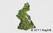 Satellite 3D Map of Dawu, single color outside