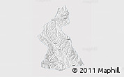 Silver Style 3D Map of Dawu, single color outside
