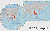 Gray Location Map of Dawu, within the entire country, hill shading