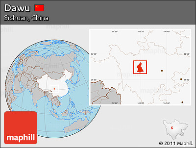 Gray Location Map of Dawu, highlighted country