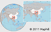 Gray Location Map of Dawu, highlighted country, highlighted parent region, within the entire country