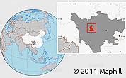 Gray Location Map of Dawu, highlighted country, highlighted parent region