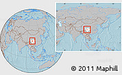 Gray Location Map of Dawu, highlighted parent region, within the entire country, hill shading
