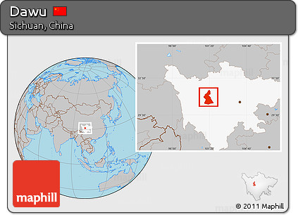 Gray Location Map of Dawu, highlighted parent region