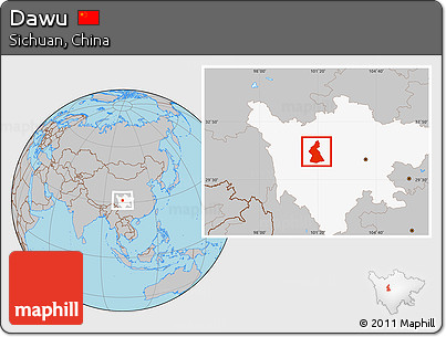 Gray Location Map of Dawu, highlighted parent region