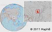 Gray Location Map of Dawu, hill shading