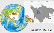Physical Location Map of Dawu, highlighted country, highlighted parent region