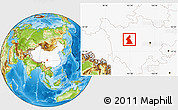 Physical Location Map of Dawu, highlighted country