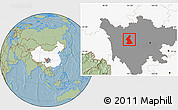 Savanna Style Location Map of Dawu, highlighted country, highlighted parent region, hill shading