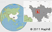 Savanna Style Location Map of Dawu, highlighted country, highlighted parent region