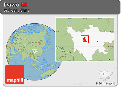 Savanna Style Location Map of Dawu, highlighted parent region