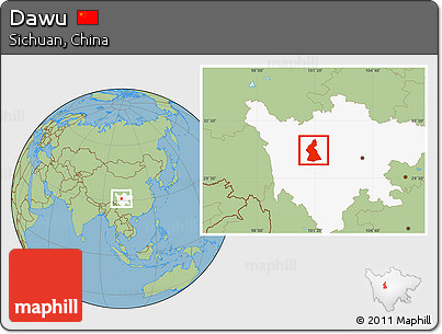 Savanna Style Location Map of Dawu, highlighted parent region