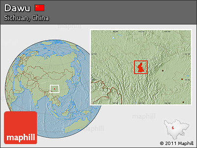 Savanna Style Location Map of Dawu, hill shading