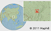 Savanna Style Location Map of Dawu, hill shading