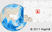Shaded Relief Location Map of Dawu, highlighted country
