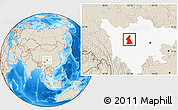 Shaded Relief Location Map of Dawu, highlighted parent region
