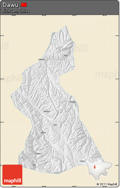 Classic Style Map of Dawu, single color outside