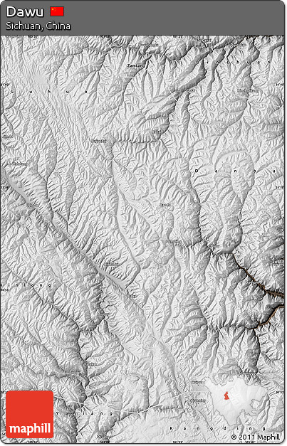 Physical Map of Dawu, semi-desaturated