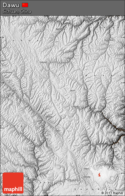Physical Map of Dawu, semi-desaturated
