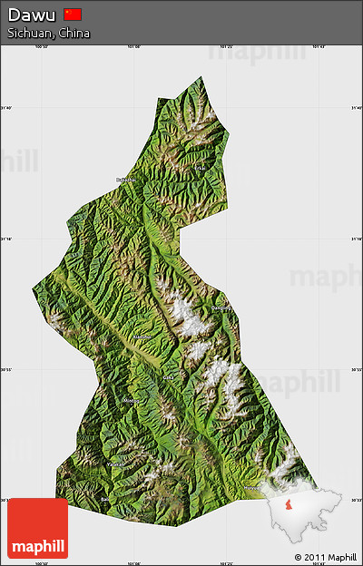 Satellite Map of Dawu, single color outside