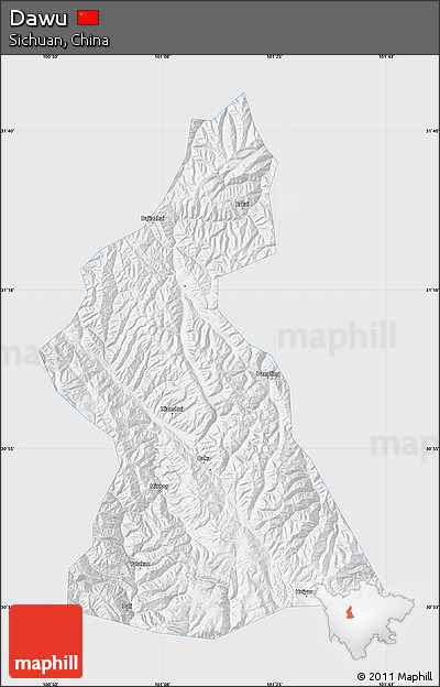 Silver Style Map of Dawu, single color outside
