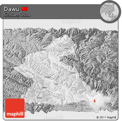 Gray Panoramic Map of Dawu