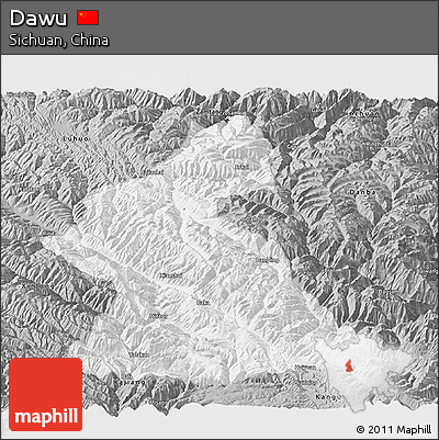 Gray Panoramic Map of Dawu